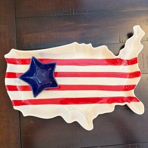 USA serving platter with dip bowl NWT